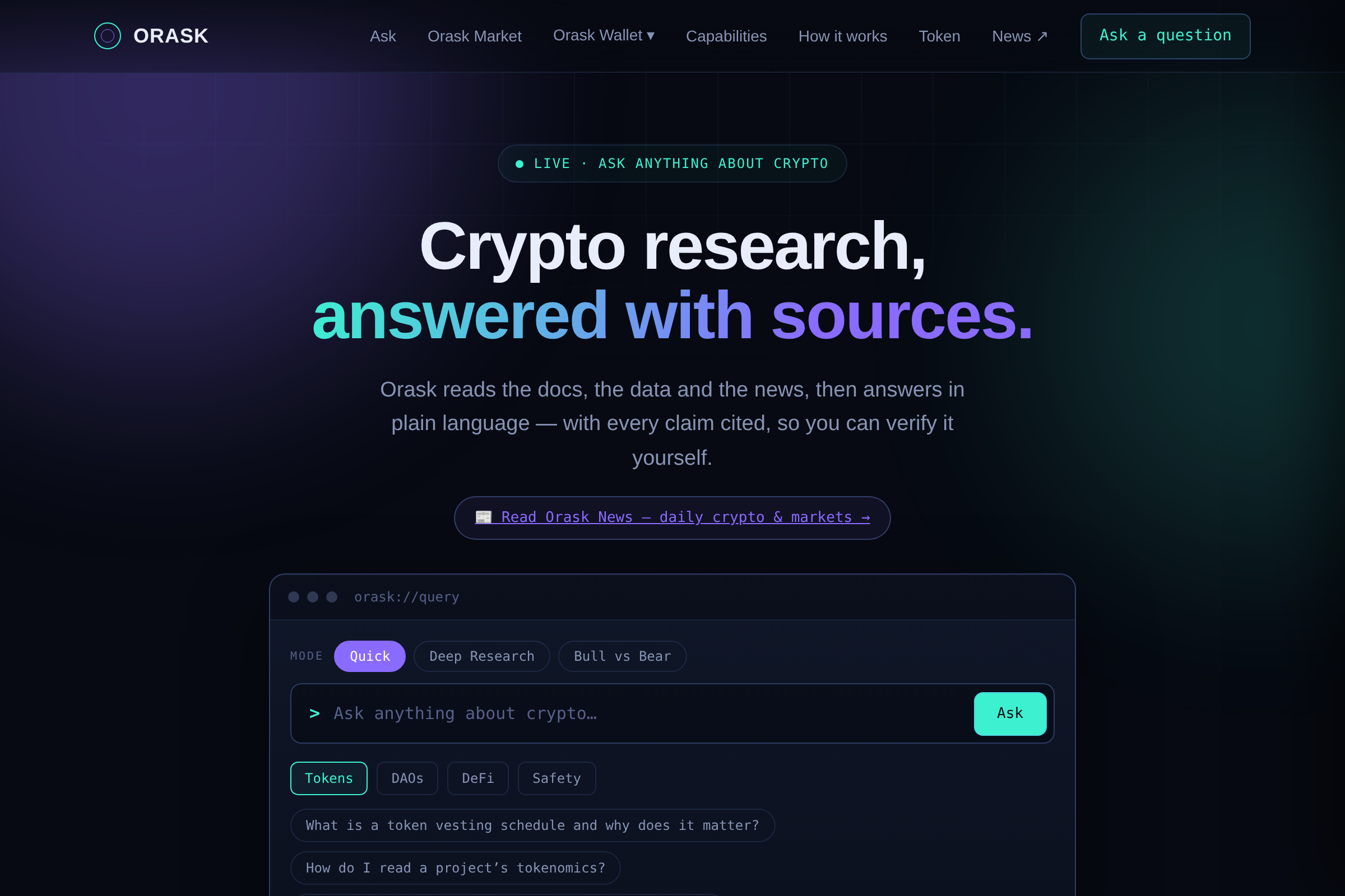 Orask homepage